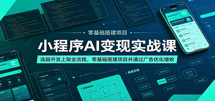 小程序AI变现实战课：选题开发上架全流程，零基础搭建项目并通过广告优化增收-鑫梵淘