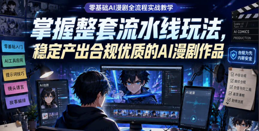 零基础AI漫剧全流程实战教学，掌握整套流水线玩法，稳定产出合规优质的AI漫剧作品-鑫梵淘