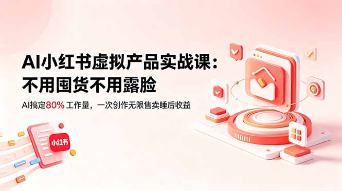 AI小红书虚拟产品实战课-更新：不用囤货不用露脸，AI搞定80%工作量，一次创作无限售卖睡后收益-鑫梵淘