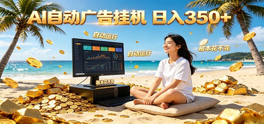 AI自动广告挂机 日入350+ 真正做到躺赚式变现，根本花不完！-鑫梵淘