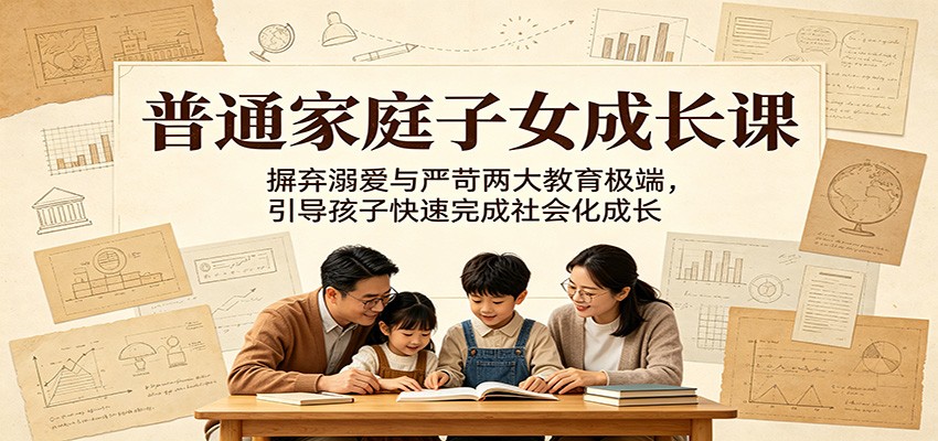 普通家庭子女成长课：摒弃溺爱与严苛两大教育极端，引导孩子快速完成社会化成长-鑫梵淘