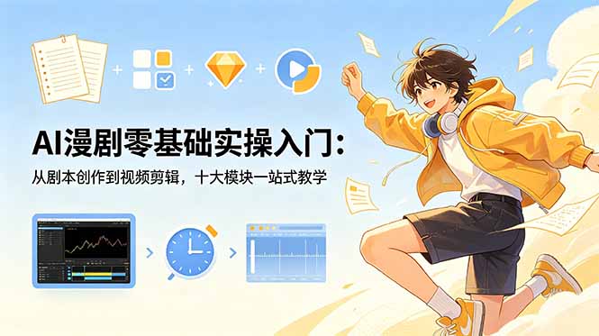 AI漫剧零基础实操入门：从剧本创作到视频剪辑，十大模块一站式教学-鑫梵淘