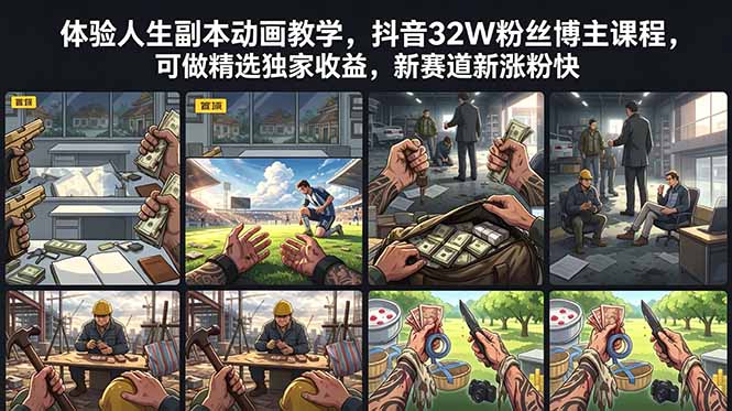 体验人生副本动画教学， 抖音32W粉丝博主课程，可做精选独家收益，新赛道新涨粉快-鑫梵淘
