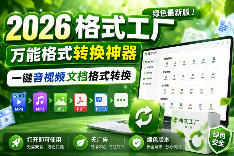 2026格式工厂绿色最新版！万能格式转换神器，一键音视频文档格式转换，打开即可使用，无广告绿色版本-鑫梵淘
