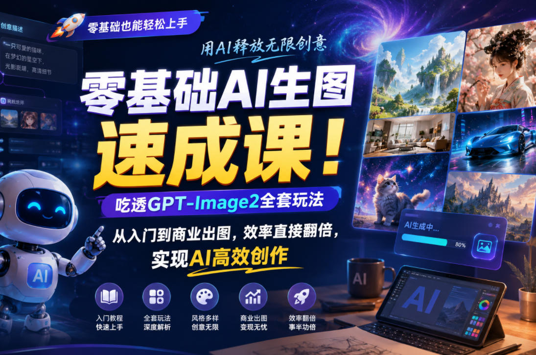 零基础AI生图速成课！吃透GPT-Image2全套玩法，从入门到商业出图，效率直接翻倍，实现AI高效创作-鑫梵淘