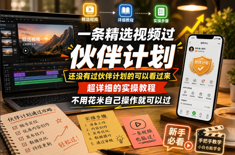 一条精选视频过伙伴计划，还没有过伙伴计划的可以看过来，超详细的实操教程，不用花米自己操作就可以过-鑫梵淘