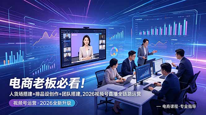 电商老板必看！人货场搭建+排品设计+素材创作+团队搭建，2026视频号直播全链路运营-鑫梵淘