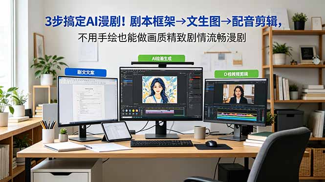 3步搞定AI漫剧！剧本框架→文生图→配音剪辑，不用手绘也能做画质精致剧情流畅漫剧-鑫梵淘