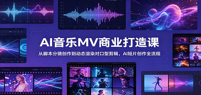 AI音乐MV商业打造课：从脚本分镜创作到动态渲染对口型剪辑，AI短片创作全流程-鑫梵淘