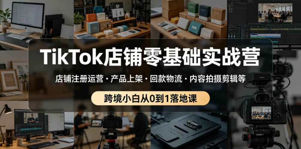 TikTok店铺零基础实战营，店铺注册运营・产品上架・回款物流・内容拍摄剪辑等 ，跨境小白从0到1落地课-鑫梵淘