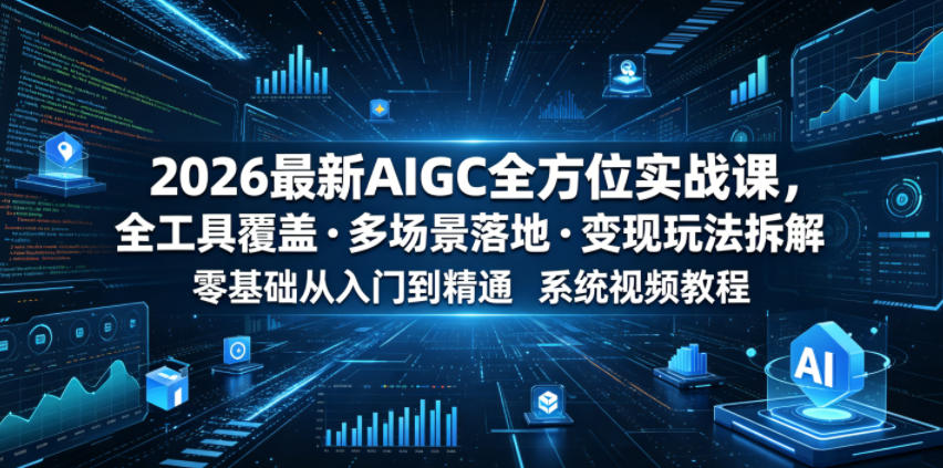 2026最新AIGC全方位实战课，全工具覆盖・多场景落地・变现玩法拆解，零基础从入门到精通系统视频教程-鑫梵淘