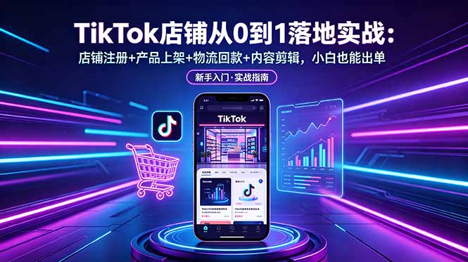 TikTok店铺从0到1落地实战：店铺注册+产品上架+物流回款+内容剪辑，小白也能出单-鑫梵淘