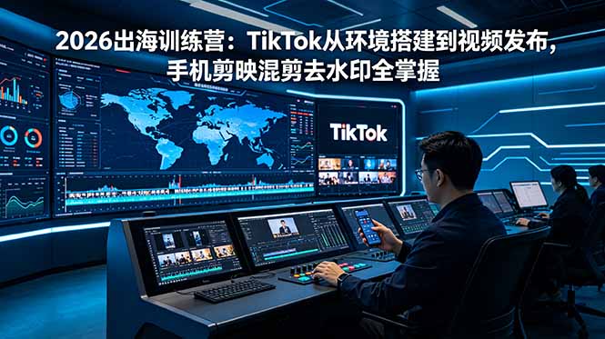 2026出海训练营：TikTok从环境搭建到视频发布，手机剪映混剪去水印全掌握-鑫梵淘