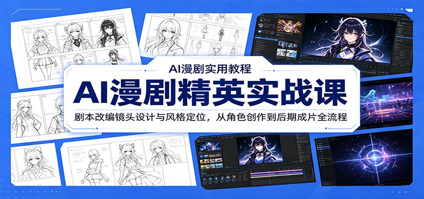 AI漫剧精英实战课：剧本改编镜头设计与风格定位，从角色创作到后期成片全流程-鑫梵淘