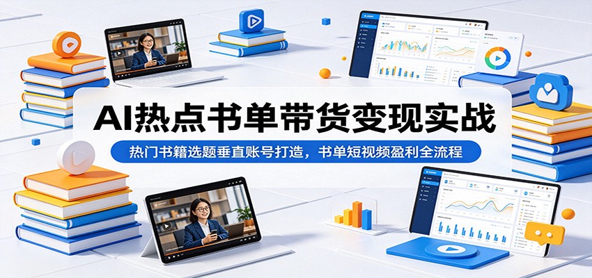 AI热点书单带货变现实战：热门书籍选题垂直账号打造，书单短视频盈利全流程-鑫梵淘