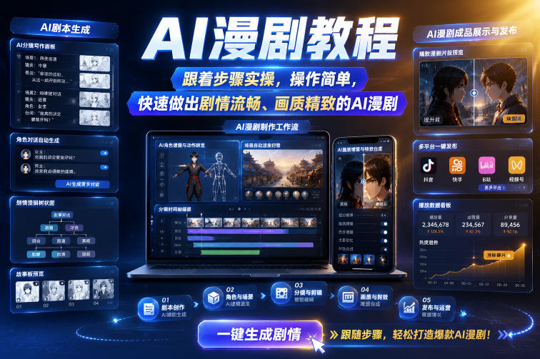 AI漫剧教程，跟着步骤实操，操作简单，快速做出剧情流畅、画质精致的AI漫剧-鑫梵淘