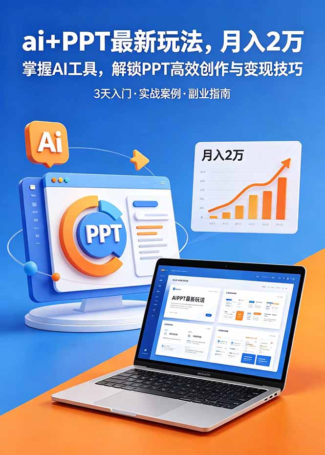 ai+PPT最新玩法，月入2万掌握AI工具，解锁PPT高效创作与变现技巧3天入门，实战案例·副业指南-鑫梵淘