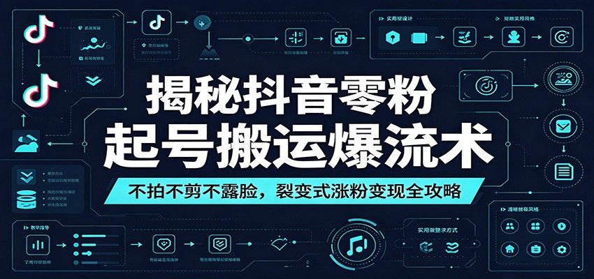 揭秘抖音零粉起号搬运爆流术：不拍不剪不露脸，裂变式涨粉变现全攻略-鑫梵淘