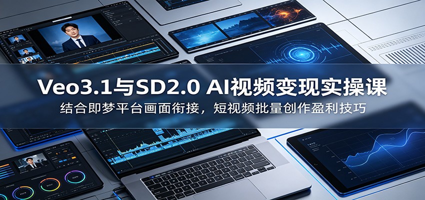 Veo3.1与SD2.0 AI视频变现实操课课：结合即梦平台画面衔接，短视频批量创作盈利技巧-鑫梵淘