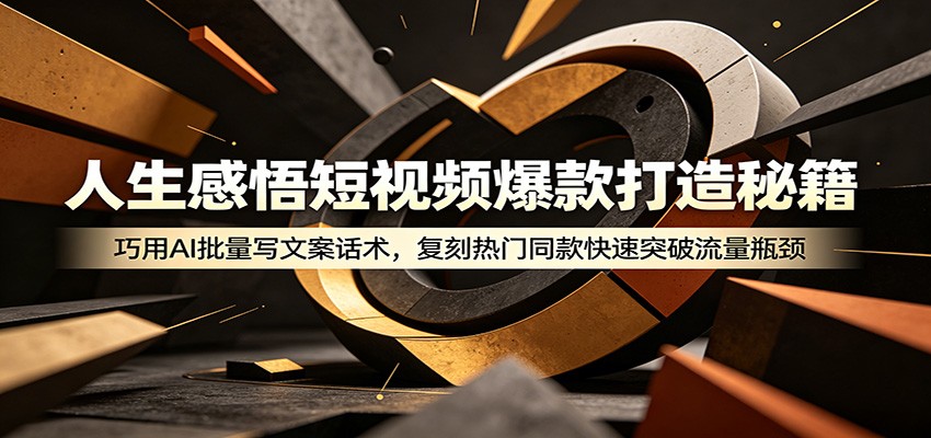 人生感悟短视频爆款打造秘籍：巧用A 批量写文案话术，复刻热门同款快速突破流量瓶颈-鑫梵淘