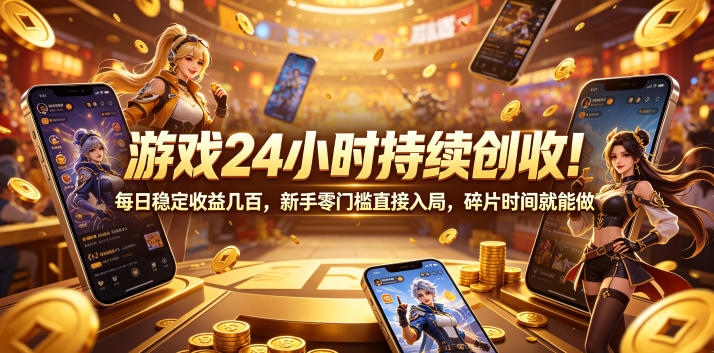 游戏24小时持续创收！每日稳定收益几百，新手零门槛直接入局，碎片时间就能做【揭秘】-鑫梵淘