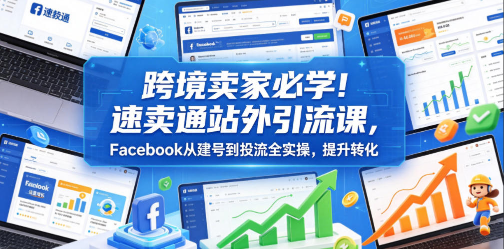 跨境卖家必学！速卖通站外引流课，Facebook从建号到投流全实操，提升转化-鑫梵淘