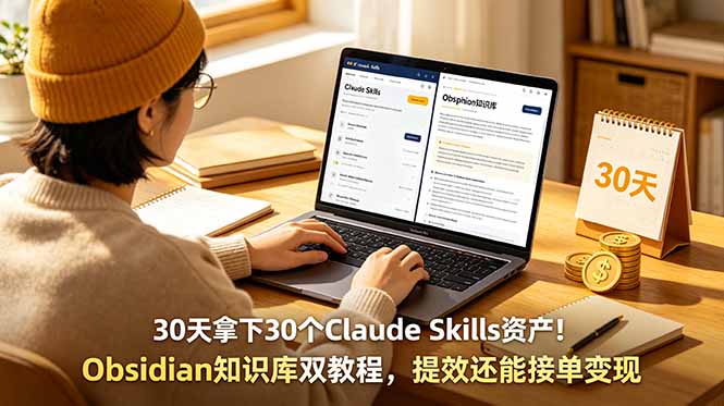 30天拿下30个Claude Skills资产！Obsidian知识库双教程，提效还能接单变现-鑫梵淘