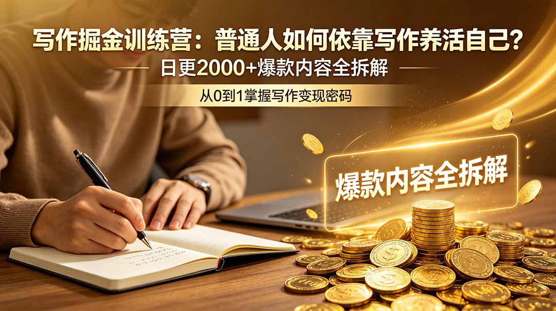 写作掘金训练营：普通人如何依靠写作养活自己？日更2000+爆款内容全拆解-鑫梵淘