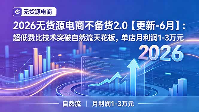 2026无货源电商不备货2.0【更新-6月】：超低费比技术突破自然流天花板，单店月利润1-3万元-鑫梵淘