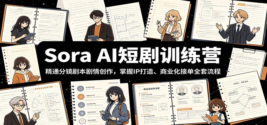 Sora AI短剧训练营：精通分镜剧本剧情创作，掌握IP打造、商业化接单全套流程-鑫梵淘