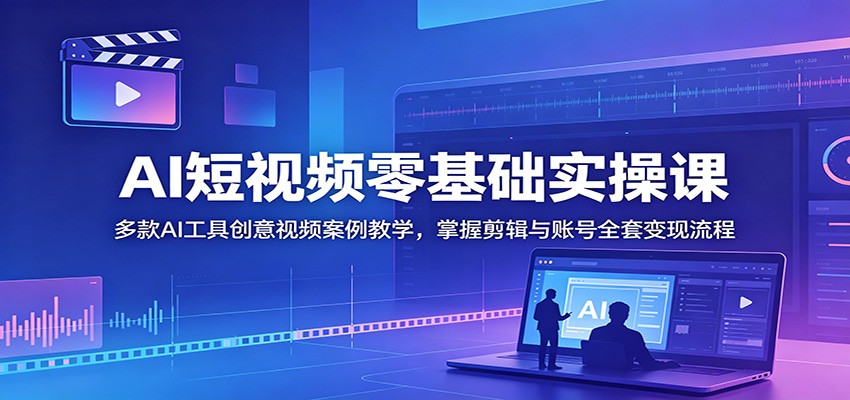 AI短视频零基础实操课：多款AI工具创意视频案例教学，掌握剪辑与账号全套变现流程-鑫梵淘