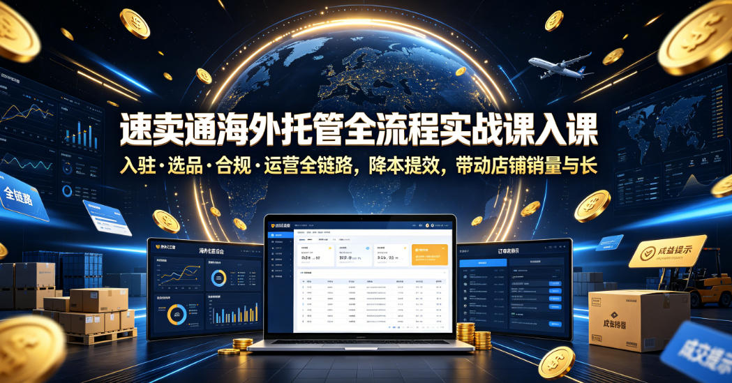 速卖通海外托管全流程实战课入驻・选品・合规・运营全链路，降本提效，带动店铺销量与收益增长-鑫梵淘