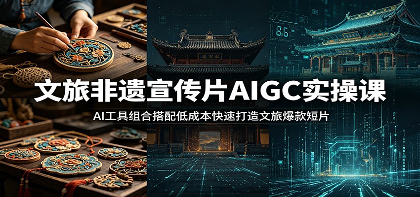 文旅非遗宣传片AIGC实操课：AI工具组合搭配低成本快速打造文旅爆款短片-鑫梵淘