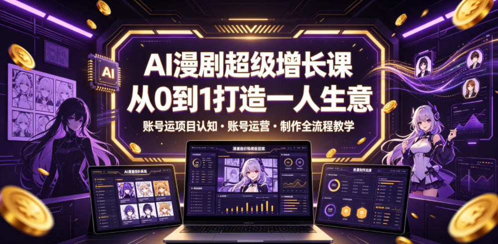 AI漫剧超级增长课，从0到1打造一人生意，项目认知・账号运营・制作全流程教学-鑫梵淘