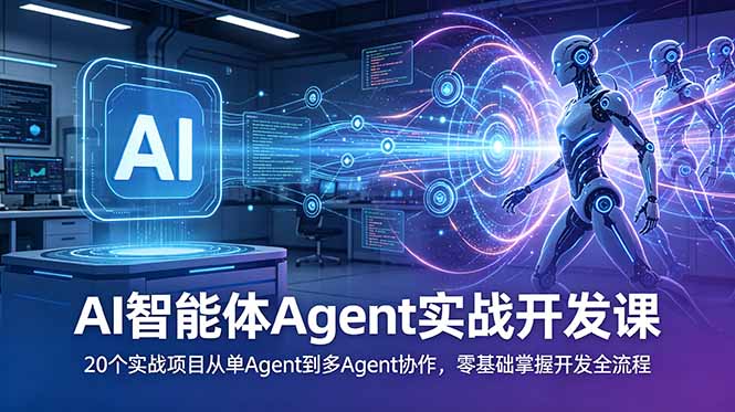 AI智能体Agent实战开发课：20个实战项目从单Agent到多Agent协作，零基础掌握开发全流程-鑫梵淘