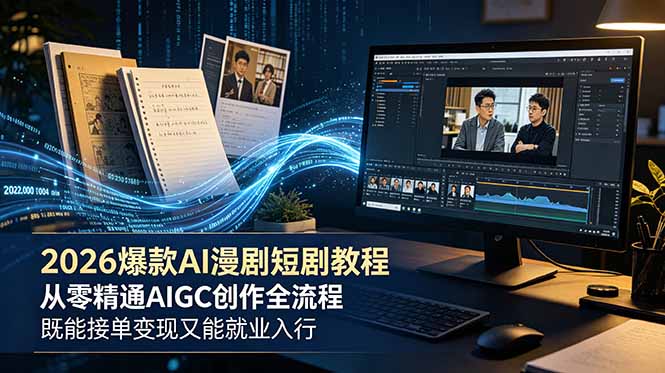 2026 爆款 AI 漫剧短剧教程 从零精通 AIGC 创作全流程 既能接单变现又能就业入行-鑫梵淘