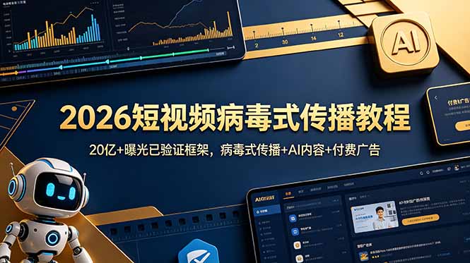 2026短视频病毒式传播教程：20亿+曝光已验证框架，病毒式传播+AI内容+付费广告-鑫梵淘