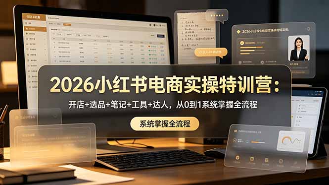 2026小红书电商实操特训营：开店+选品+笔记+工具+达人，从0到1系统掌握全流程-鑫梵淘