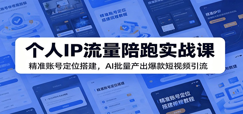 个人IP流量陪跑实战课：精准账号定位搭建，AI批量产出爆款短视频引流-鑫梵淘