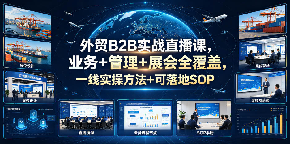 外贸B2B实战直播课，业务+管理+展会全覆盖，一线实操方法+可落地SOP-鑫梵淘