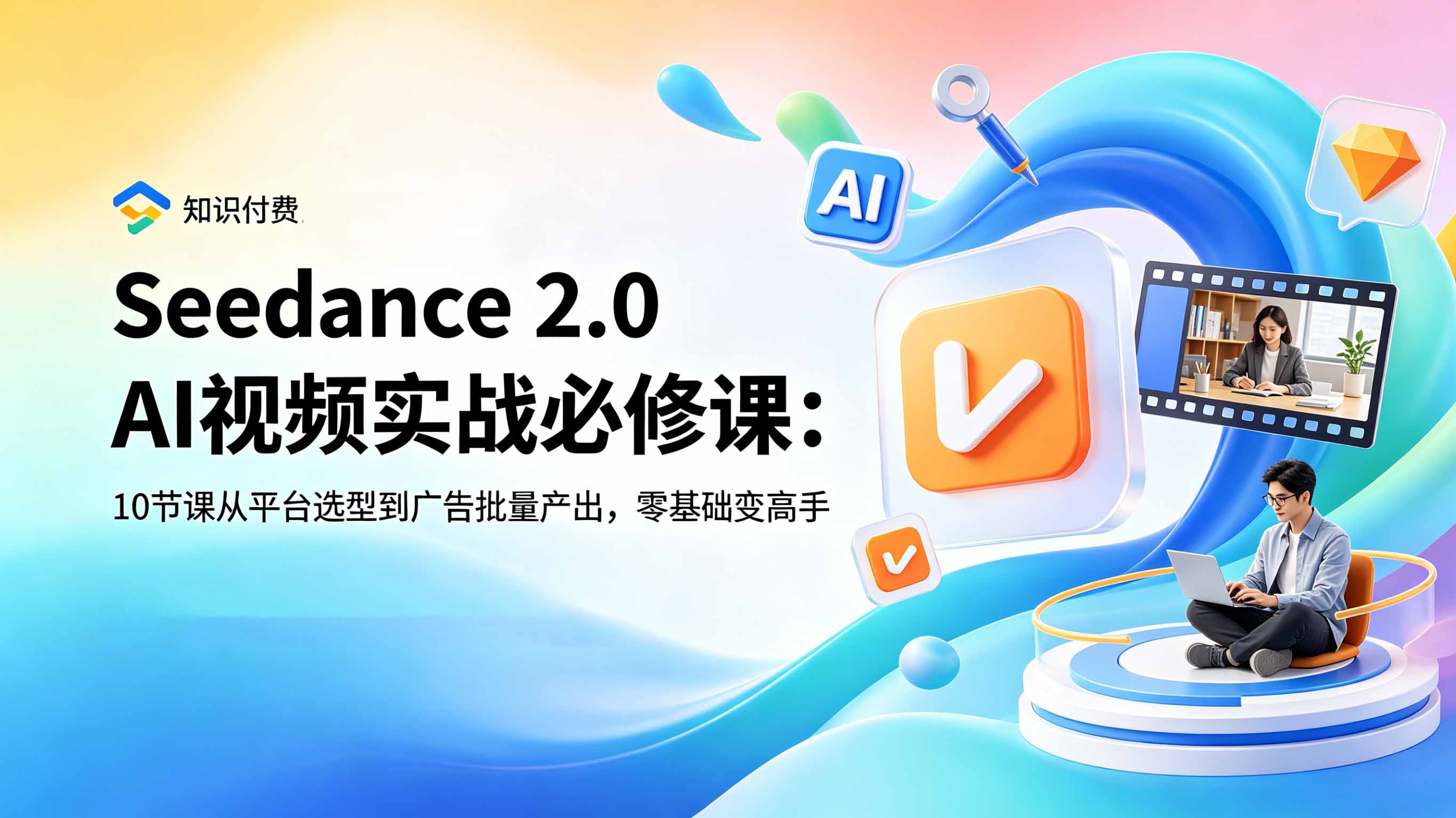 Seedance 2.0 AI视频实战必修课：10节课从平台选型到广告批量产出，零基础变高手-鑫梵淘