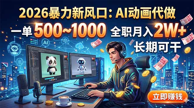 2026暴力新风口：AI动画代做，一单500~1000，全职月入2W+，长期可干-鑫梵淘