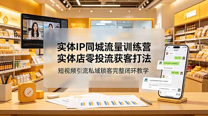 实体IP同城流量训练营：实体店零投流获客打法，短视频引流私域锁客完整闭环教学-鑫梵淘
