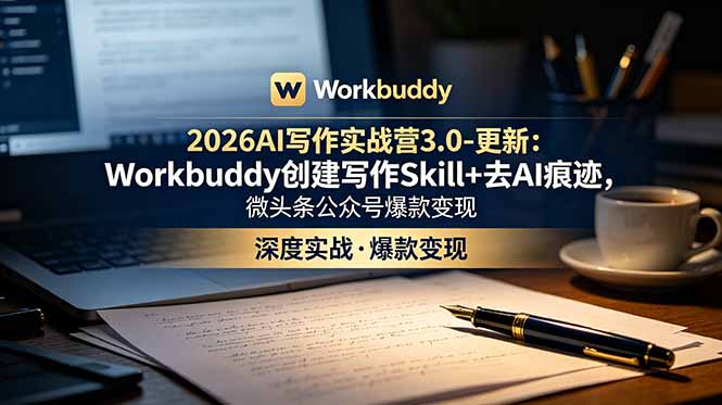 2026AI写作实战营3.0-更新：Workbuddy创建写作Skill+去AI痕迹，微头条公众号爆款变现-鑫梵淘