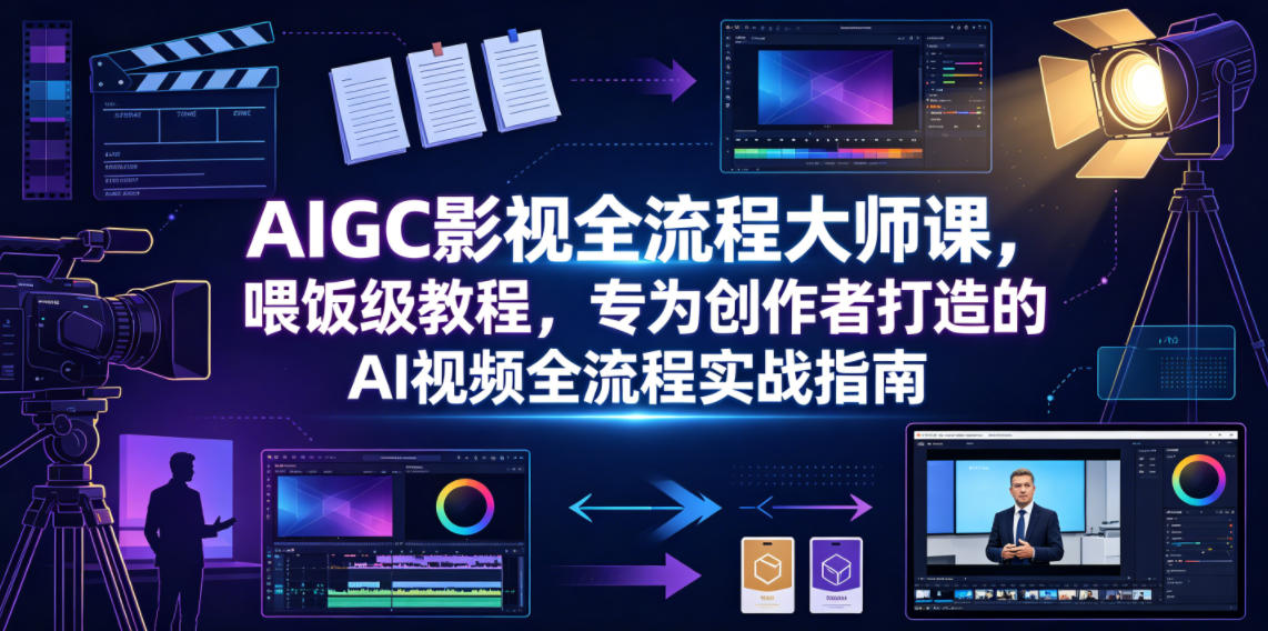 AIGC影视全流程大师课，喂饭级教程，专为创作者打造的AI视频全流程实战指南-鑫梵淘
