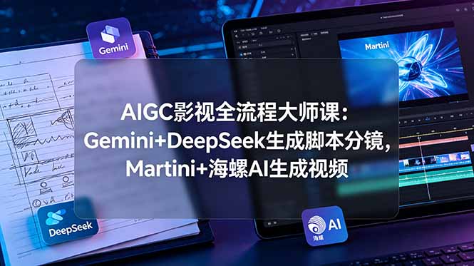 AIGC影视全流程大师课：Gemini+DeepSeek生成脚本分镜，Martini+海螺AI生成视频-鑫梵淘