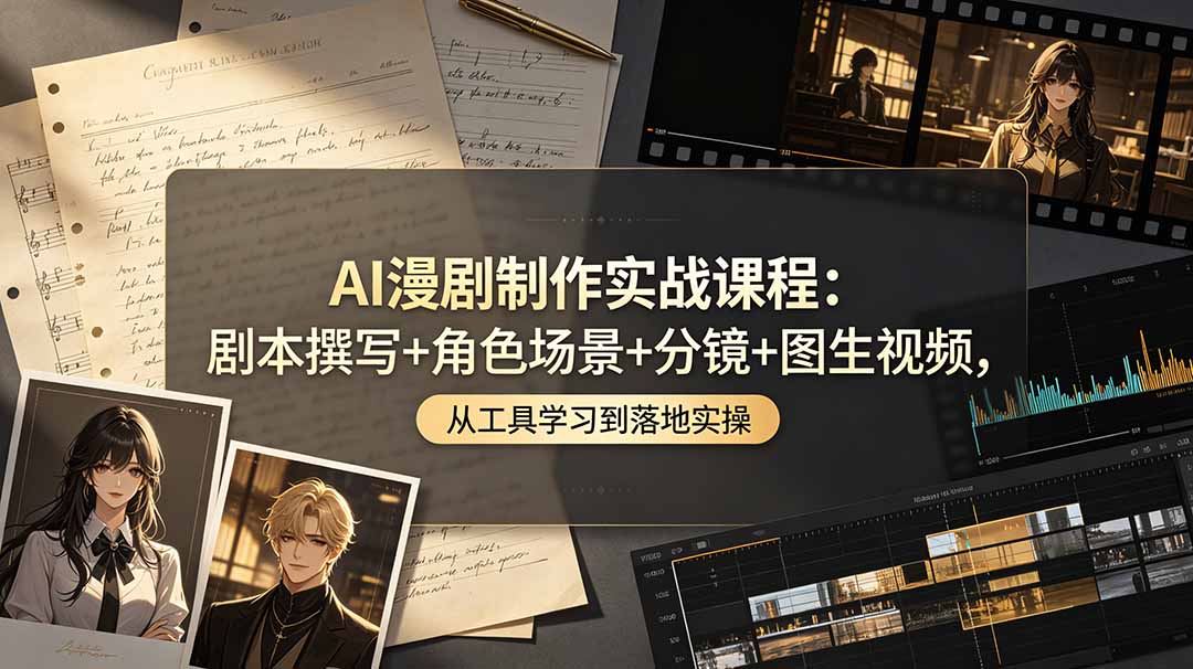 AI漫剧制作实战课程：剧本撰写+角色场景+分镜+图生视频，从工具学习到落地实操-鑫梵淘