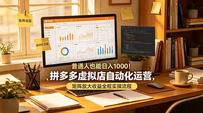 普通人也能日入 1000！拼多多虚拟店自动化运营，矩阵放大收益全程实操流程-鑫梵淘