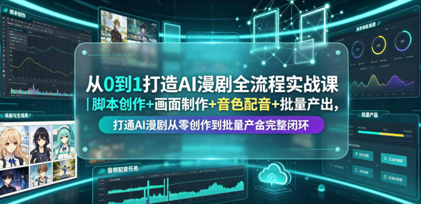 从0到1打造AI漫剧全流程实战课｜脚本创作+画面制作+音色配音+批量产出，打通AI漫剧从零创作到批量量产完整闭环-鑫梵淘