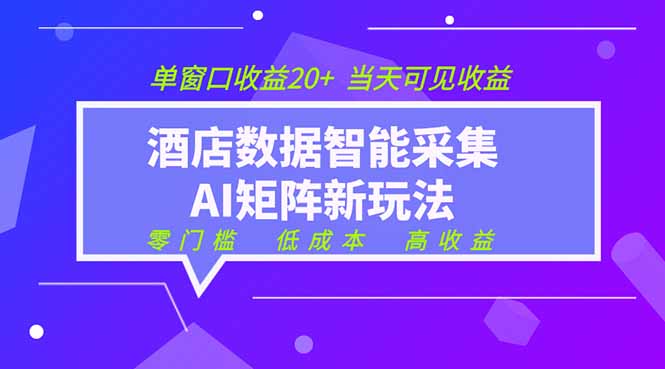 2026酒店数据采集ai智能矩阵新风口  低成本   高收益   当天见收益   单窗口20+-鑫梵淘